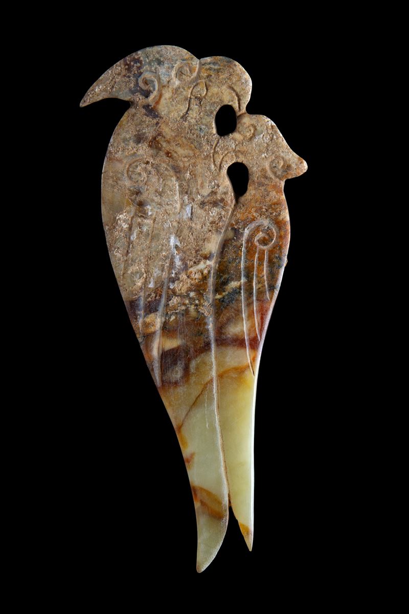 Placchetta in giada "PAPPAGALLI"