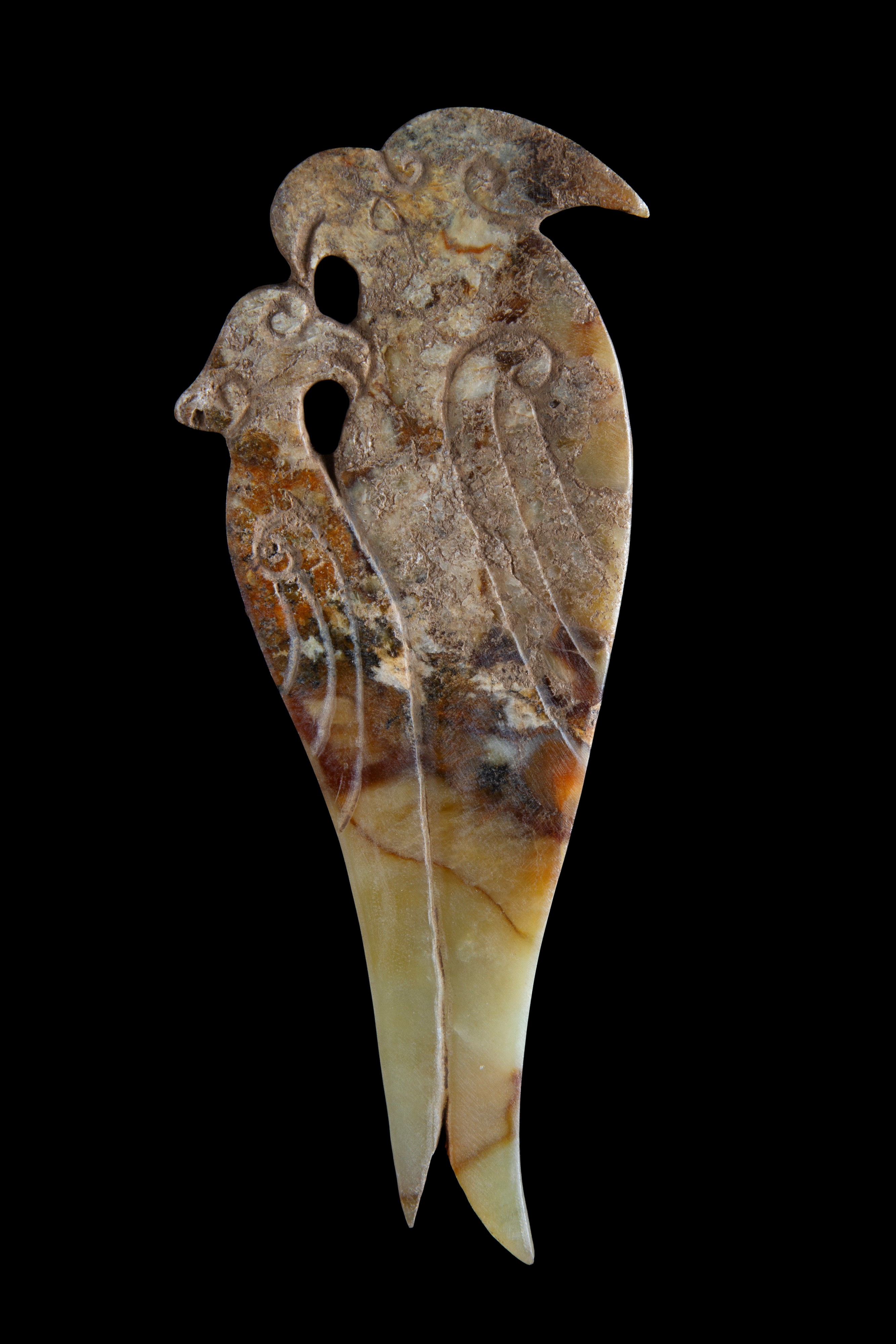 Placchetta in giada "PAPPAGALLI"