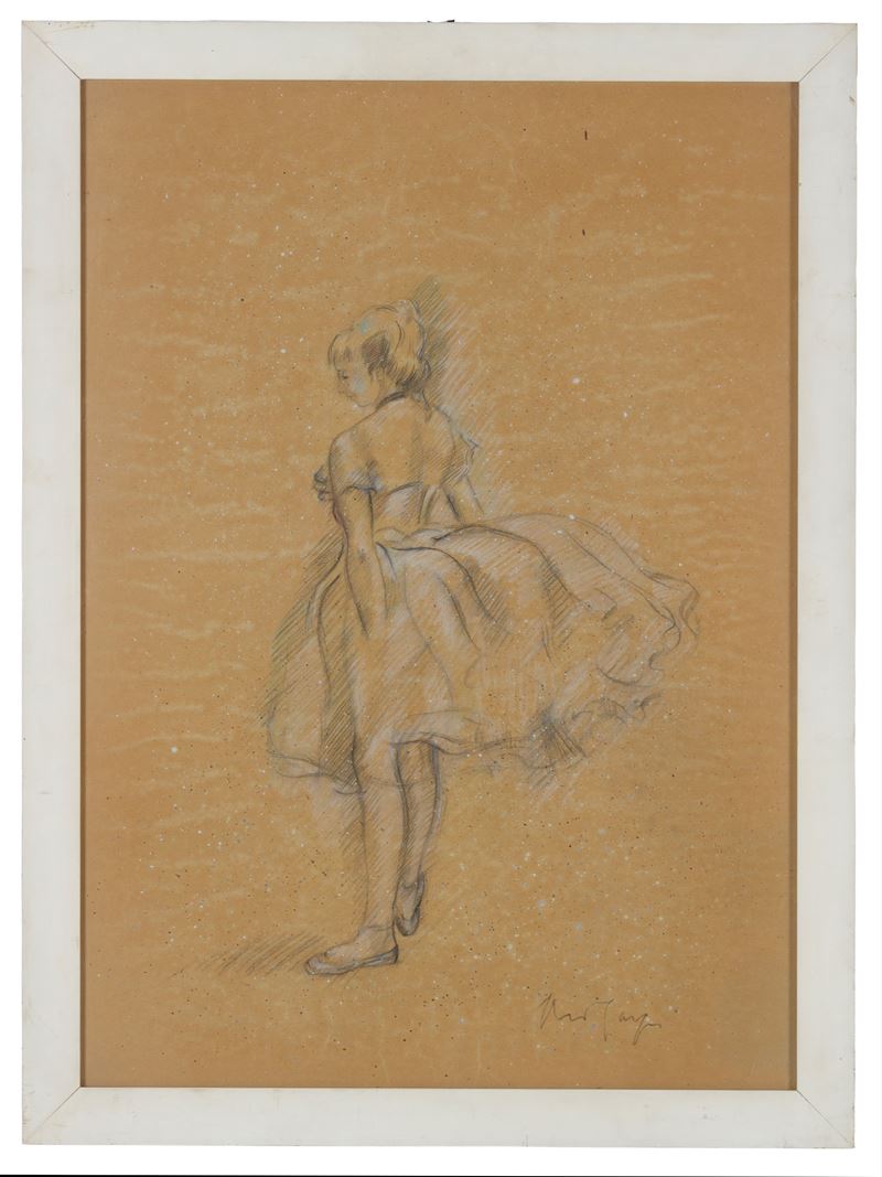Aldo Carpi - Ballerina, tecnica mista su carta