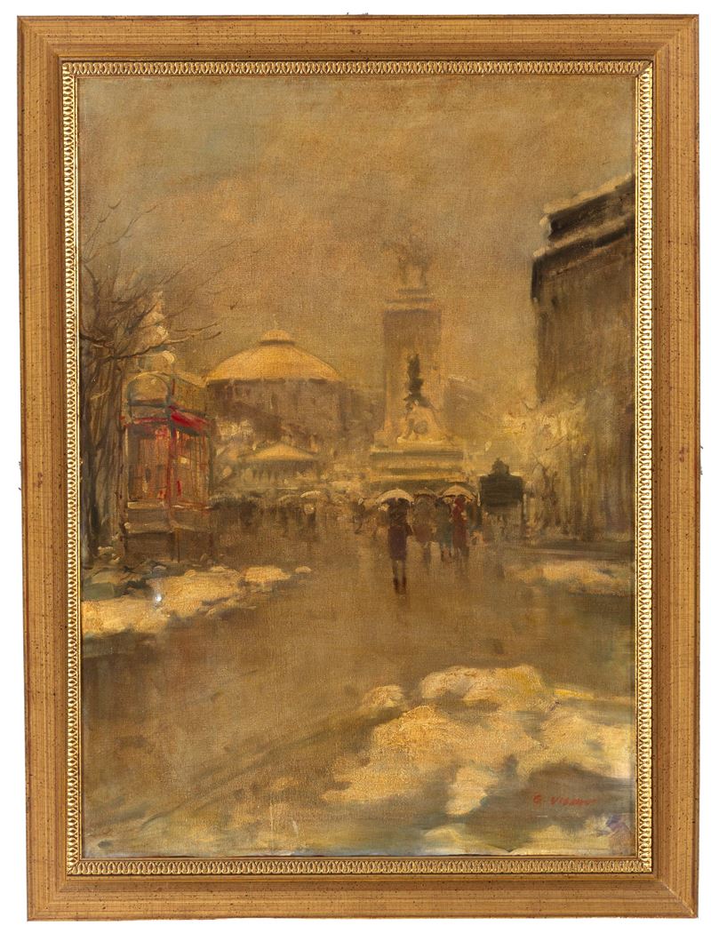 Autore non identificato, VECCHIA MILANO, olio su tela