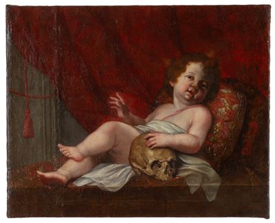Autore sconosciuto, Vanitas, olio su tela