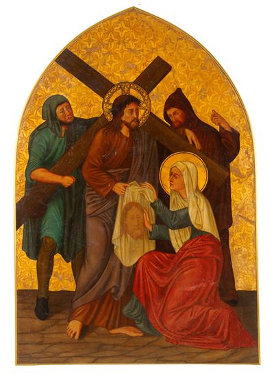 Fondo oro, Santa Veronica e il Volto Santo, lastra di metallo