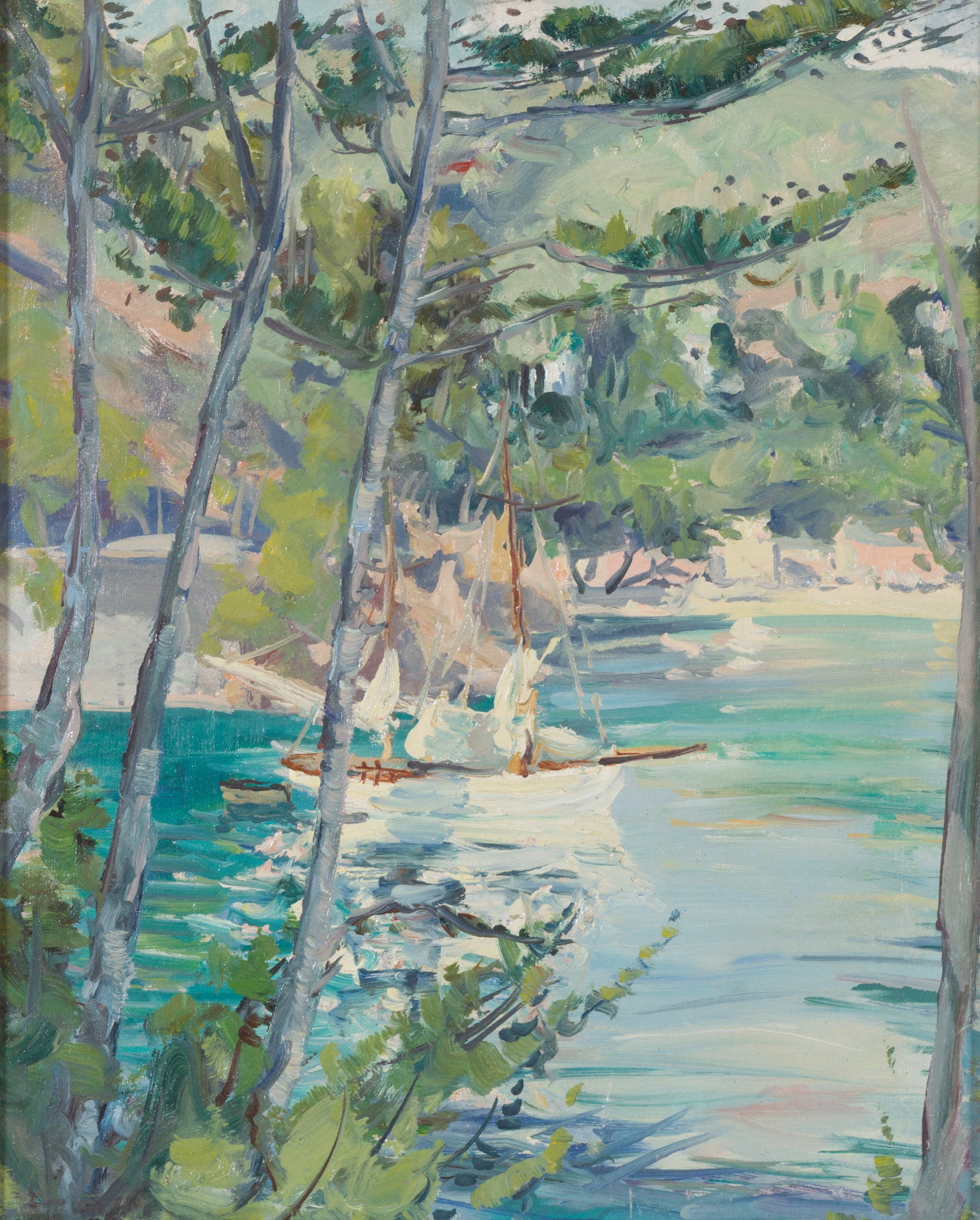 Paolo Punzo - Paesaggio costiero, olio su tela