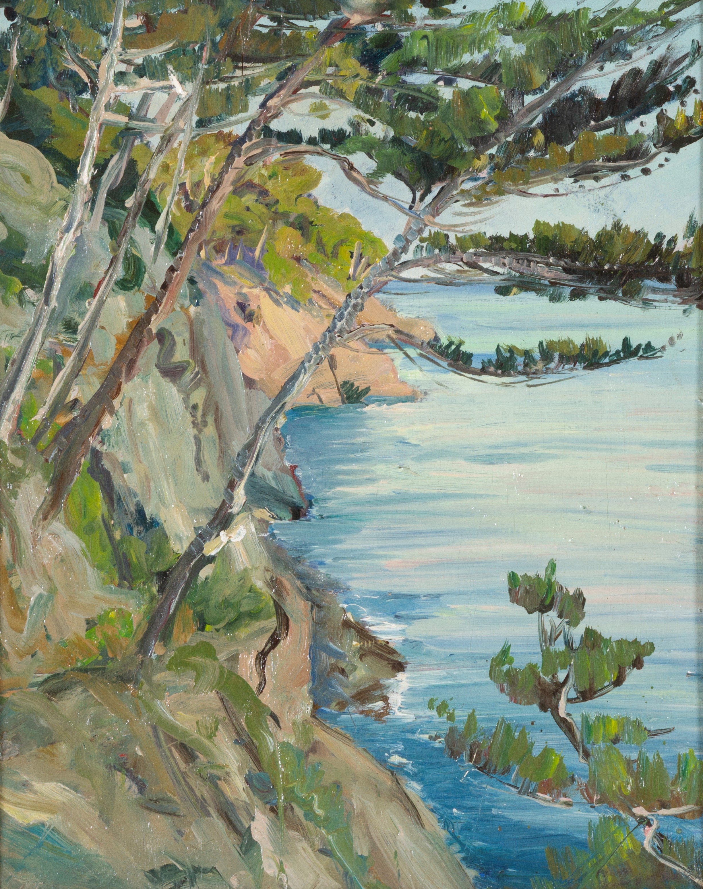 Paolo Punzo - Paesaggio costiero, olio su tavoletta