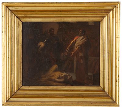Autore non identificato, Nerone davanti al corpo di Agrippina, olio su tela