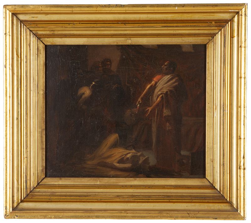 Autore non identificato, Nerone davanti al corpo di Agrippina, olio su tela