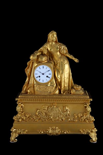 Orologio in bronzo dorato con quadrante in smalto bianco 'Gentildonna'