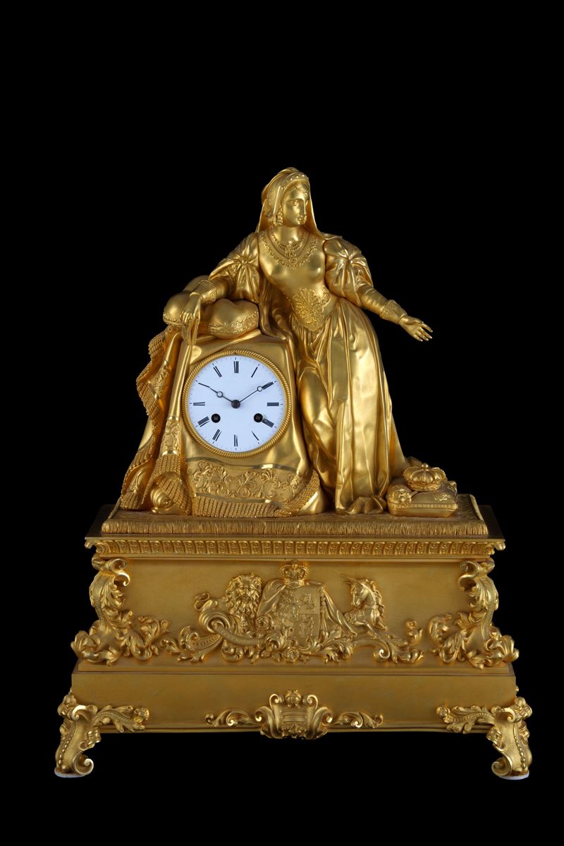 Orologio in bronzo dorato con quadrante in smalto bianco 'Gentildonna'