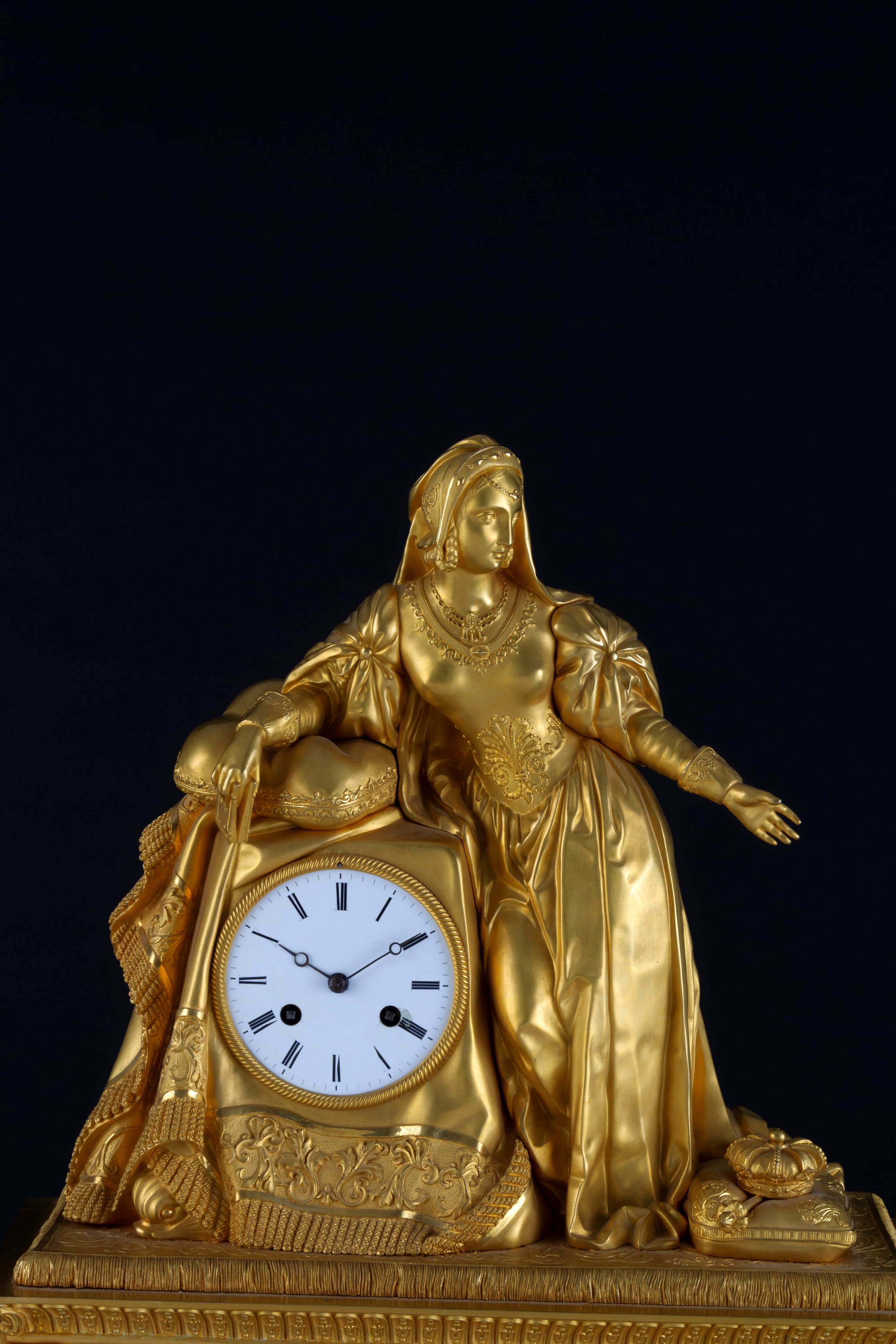 Orologio in bronzo dorato con quadrante in smalto bianco 'Gentildonna'