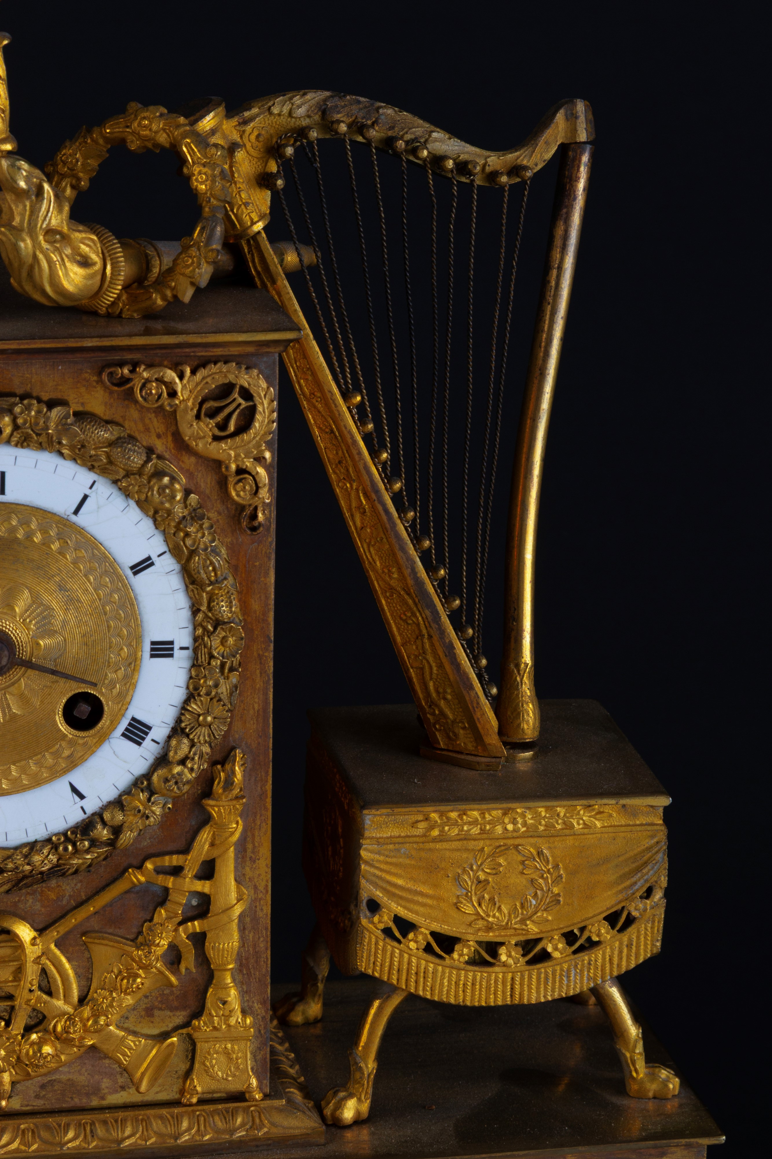 Orologio in bronzo dorato, 'Orfeo che suona la lira', XIX secolo