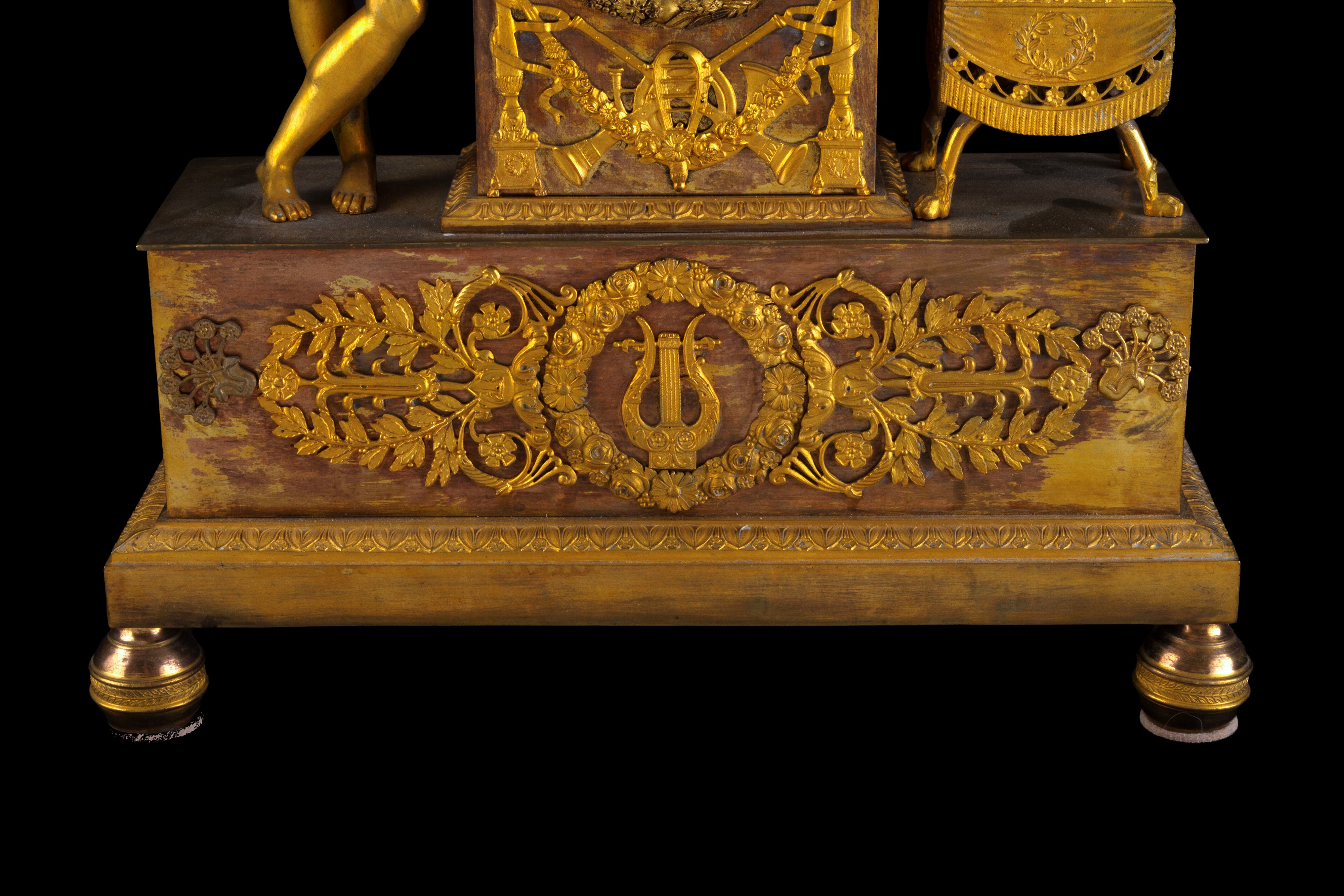 Orologio in bronzo dorato, 'Orfeo che suona la lira', XIX secolo