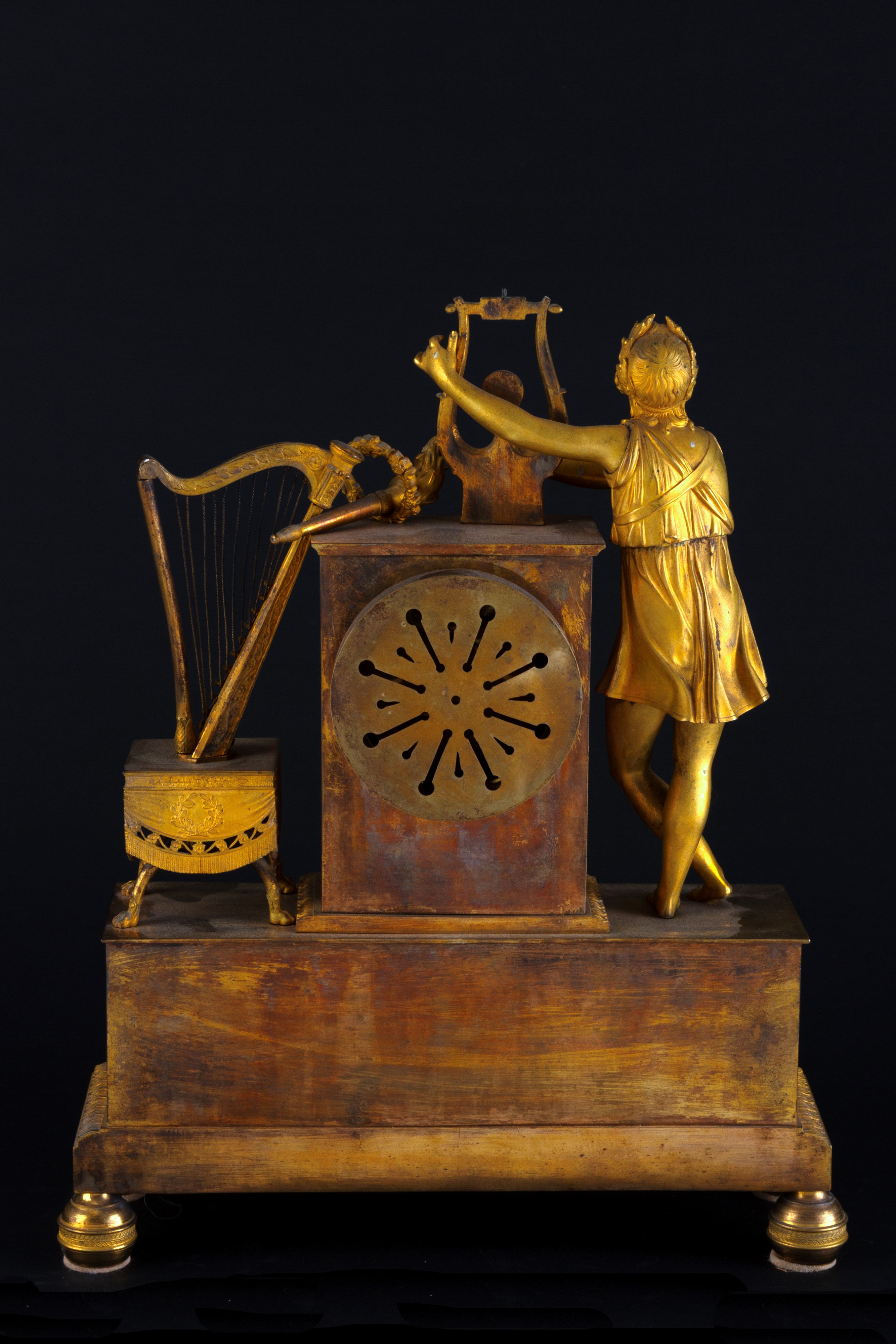 Orologio in bronzo dorato, 'Orfeo che suona la lira', XIX secolo
