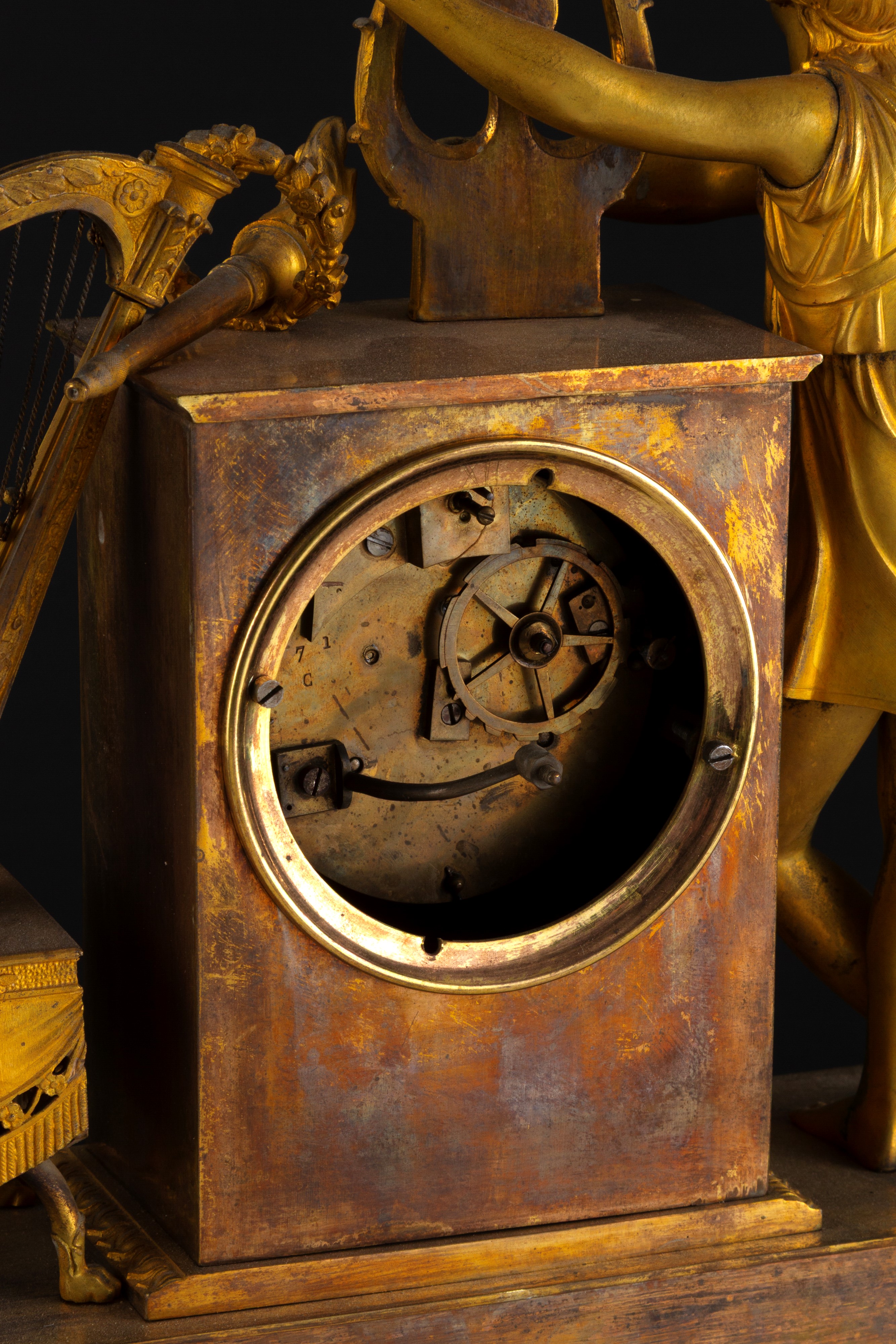 Orologio in bronzo dorato, 'Orfeo che suona la lira', XIX secolo