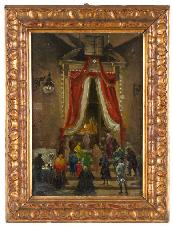 POMPEO MARIANI - Dipinto "NOTTE DI NATALE A BORDIGHERA"