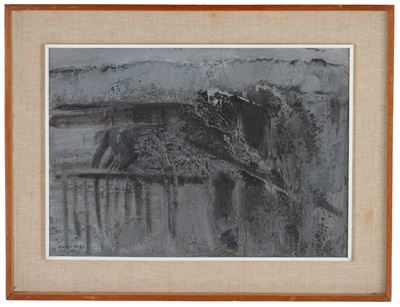 Grigio con ringhiera, olio e tempera su tela