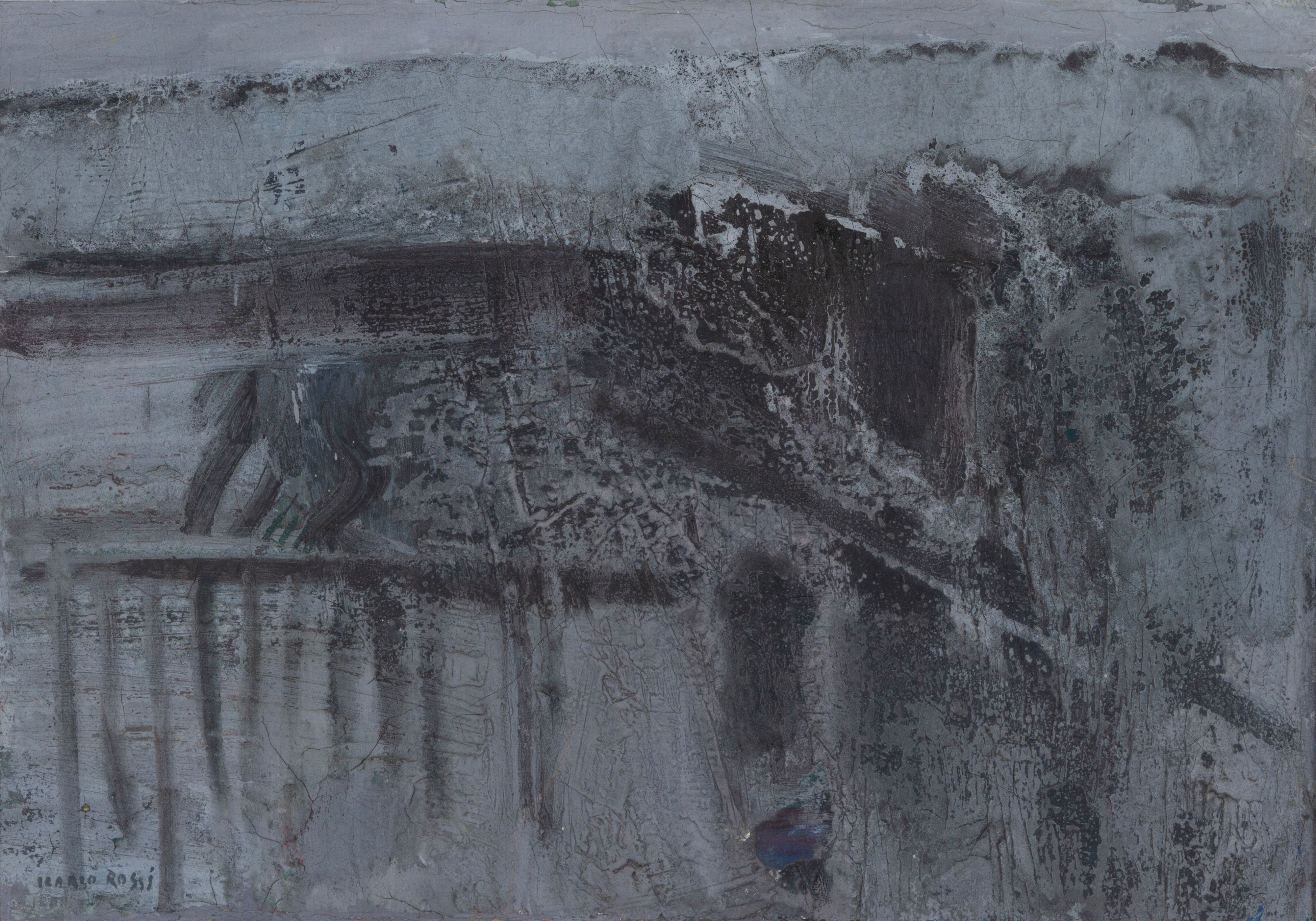 Ilario Rossi - Grigio con ringhiera, olio e tempera su tela
