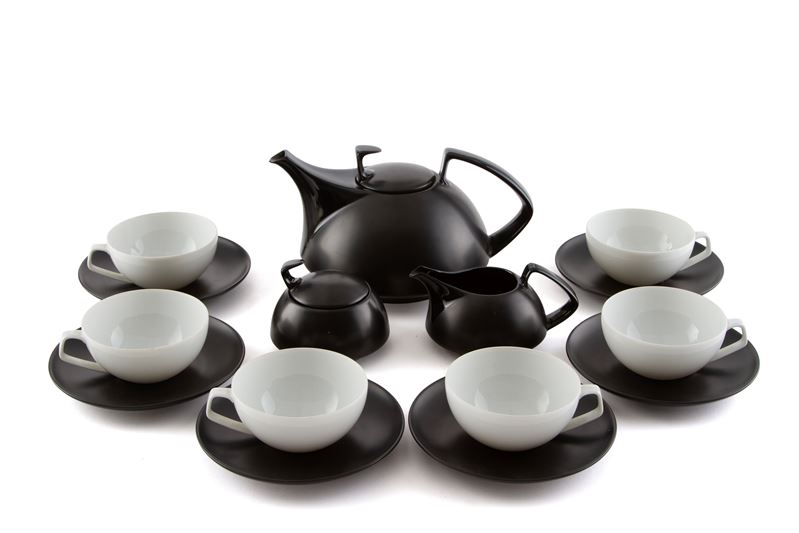 Rosenthal, Servizio da tè in porcellana bianca e nera