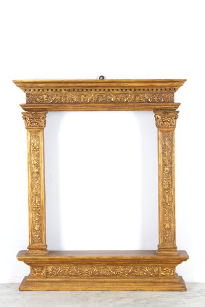 Cornice in legno intagliato e dorato, stile Sansovino, Inizi XX secolo