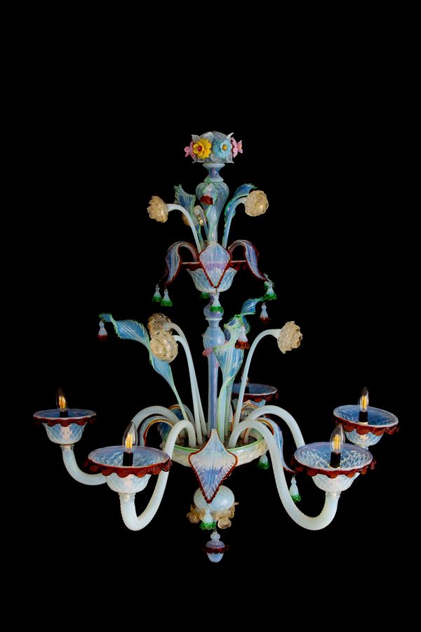 Milk glass chandelier