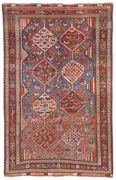 Tappeto Khamseh, Persia, circa 1900, dimensioni 273x173 cm