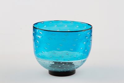 Ciotola in vetro azzurro con bolle