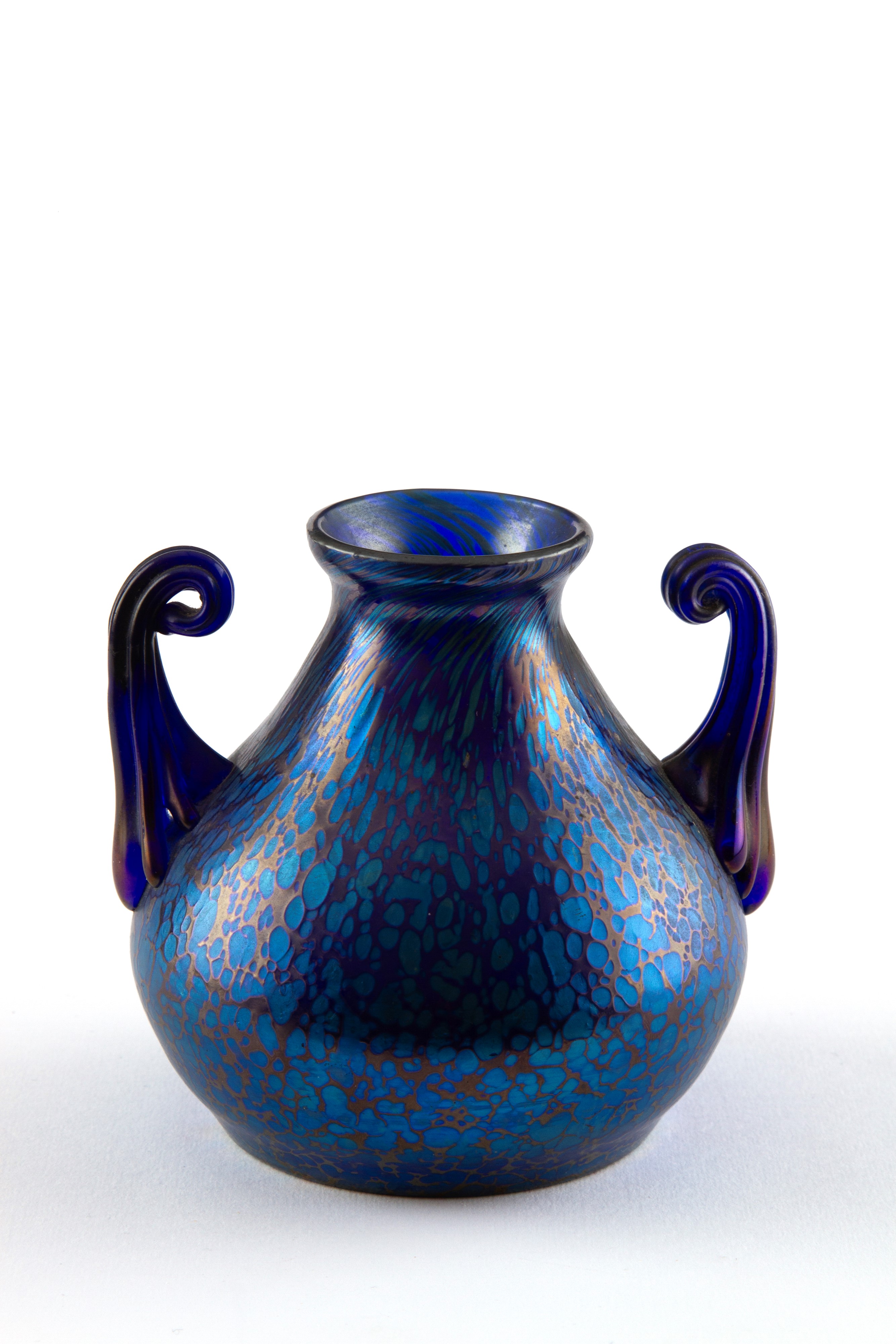 LOETZ, Vaso Papillon in vetro iridescente con manici