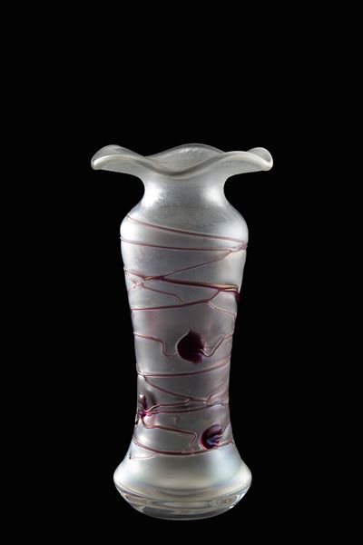 VON POSCHINGER, Vaso in vetro con decorazioni in pasta di vetro