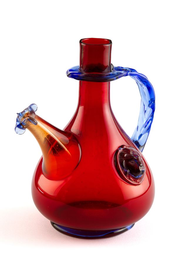 VITTORIO FERRO - Brocca in vetro con decorazioni