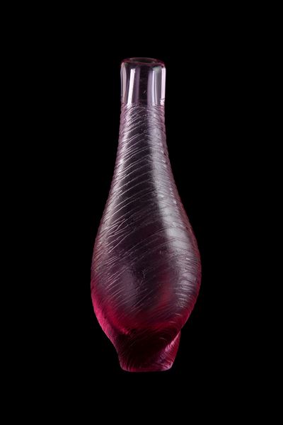 Vaso a bottiglia in vetro di Murano, decorazione a vortice