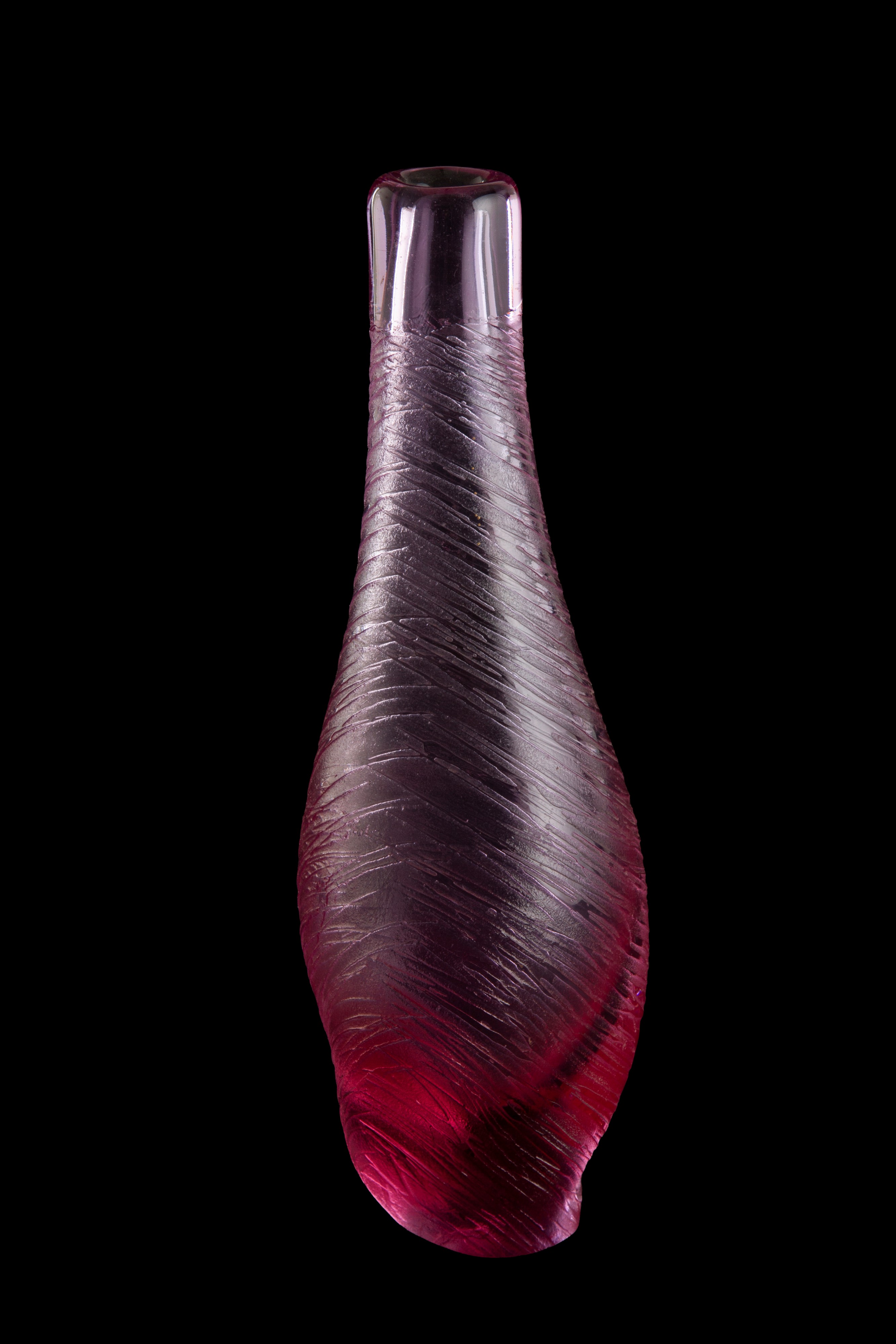 Vaso a bottiglia in vetro di Murano, decorazione a vortice