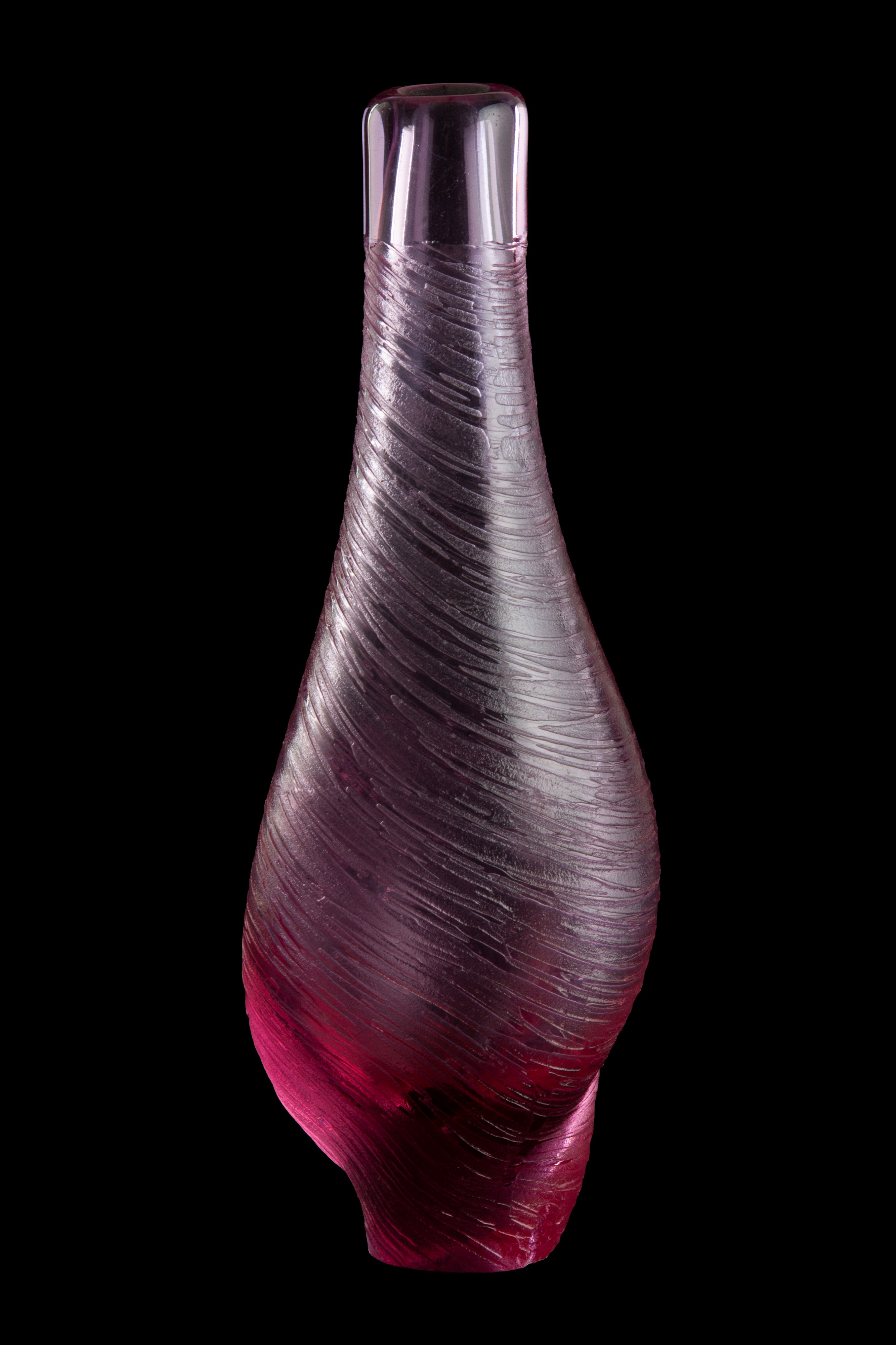 Vaso a bottiglia in vetro di Murano, decorazione a vortice