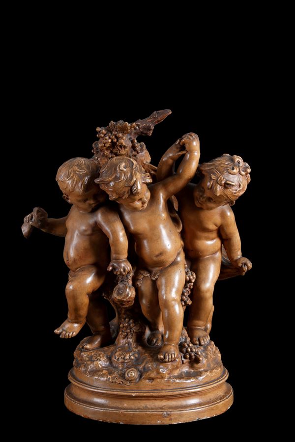 AUGUSTE MOREAU - Terracotta group "ALLEGORY OF AUTUMN"