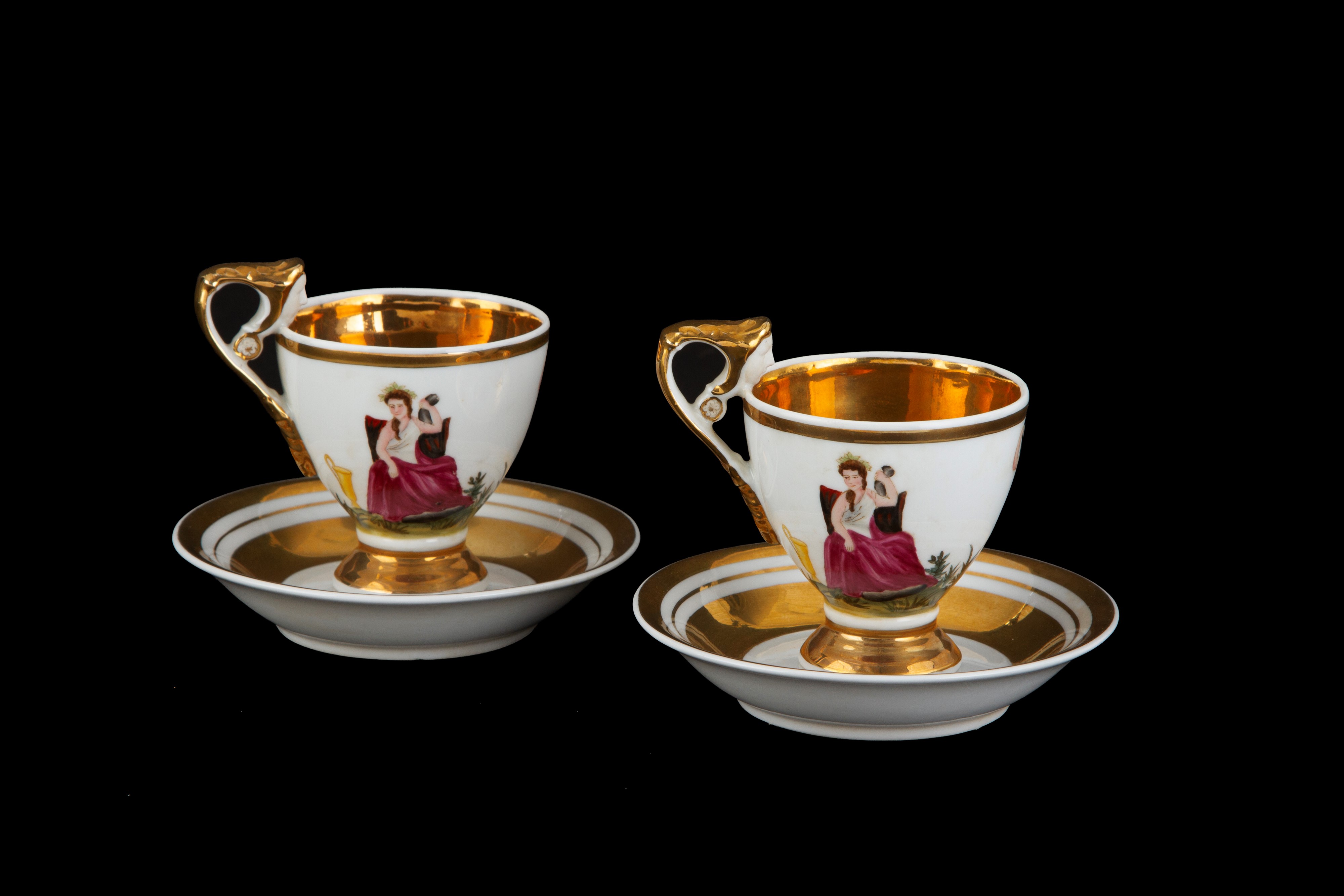 Servizio da caffè tête-à-tête in porcellana neoclassica, Fine XIX secolo