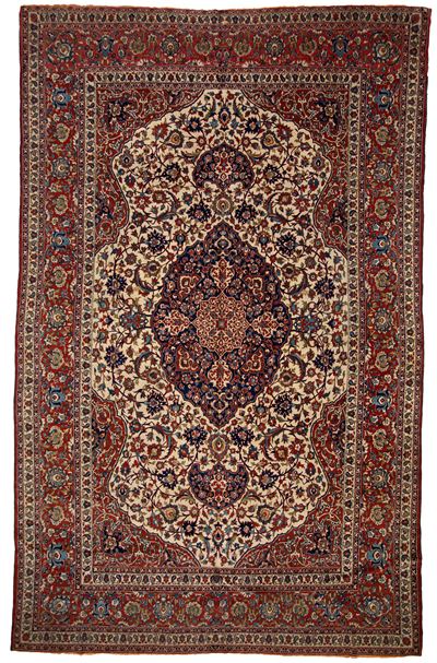 Tappeto Isfahan Zafferani, tappeto persiano (circa 1900)