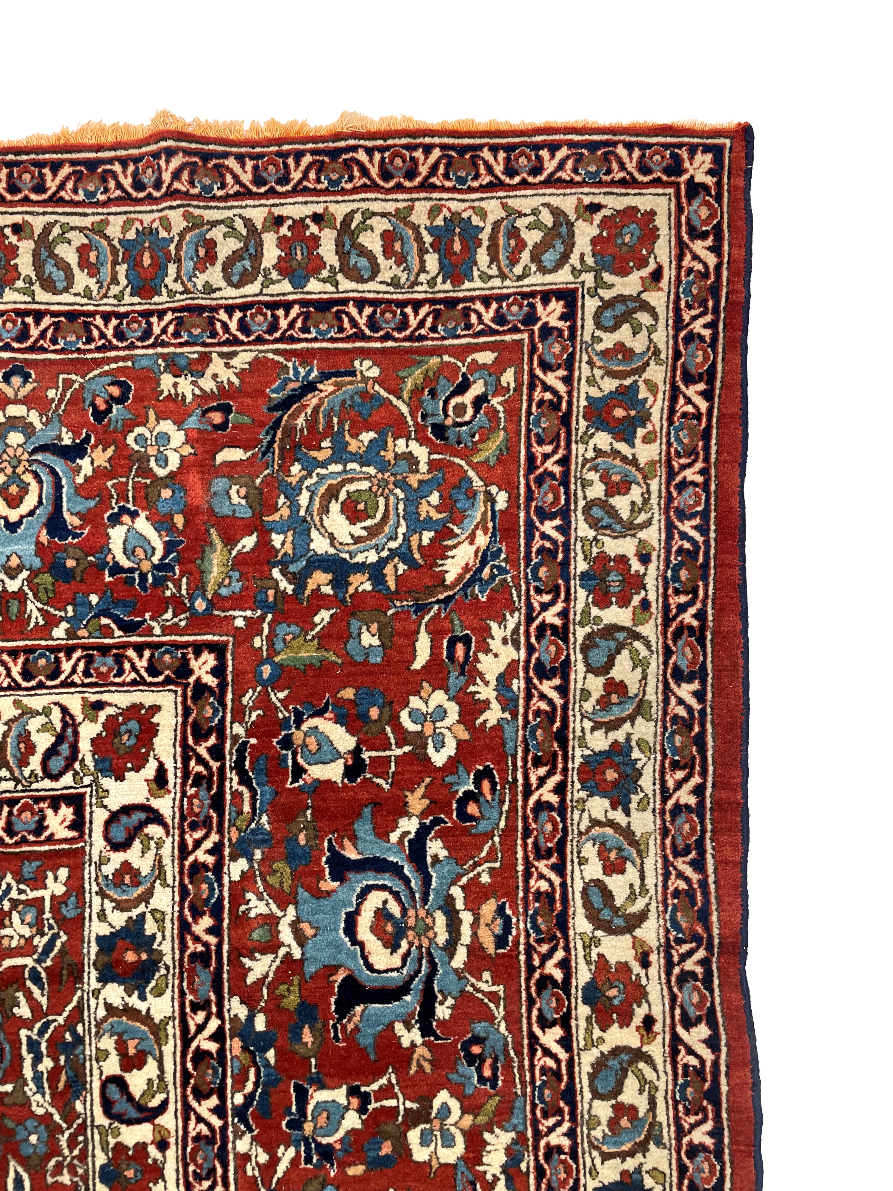 Tappeto Isfahan Zafferani, tappeto persiano (circa 1900)