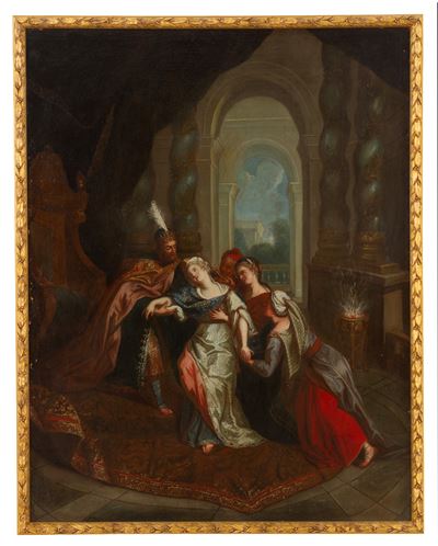Autore sconosciuto, Ester e Assuero, olio su tela