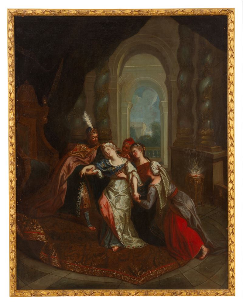 Autore sconosciuto, Ester e Assuero, olio su tela