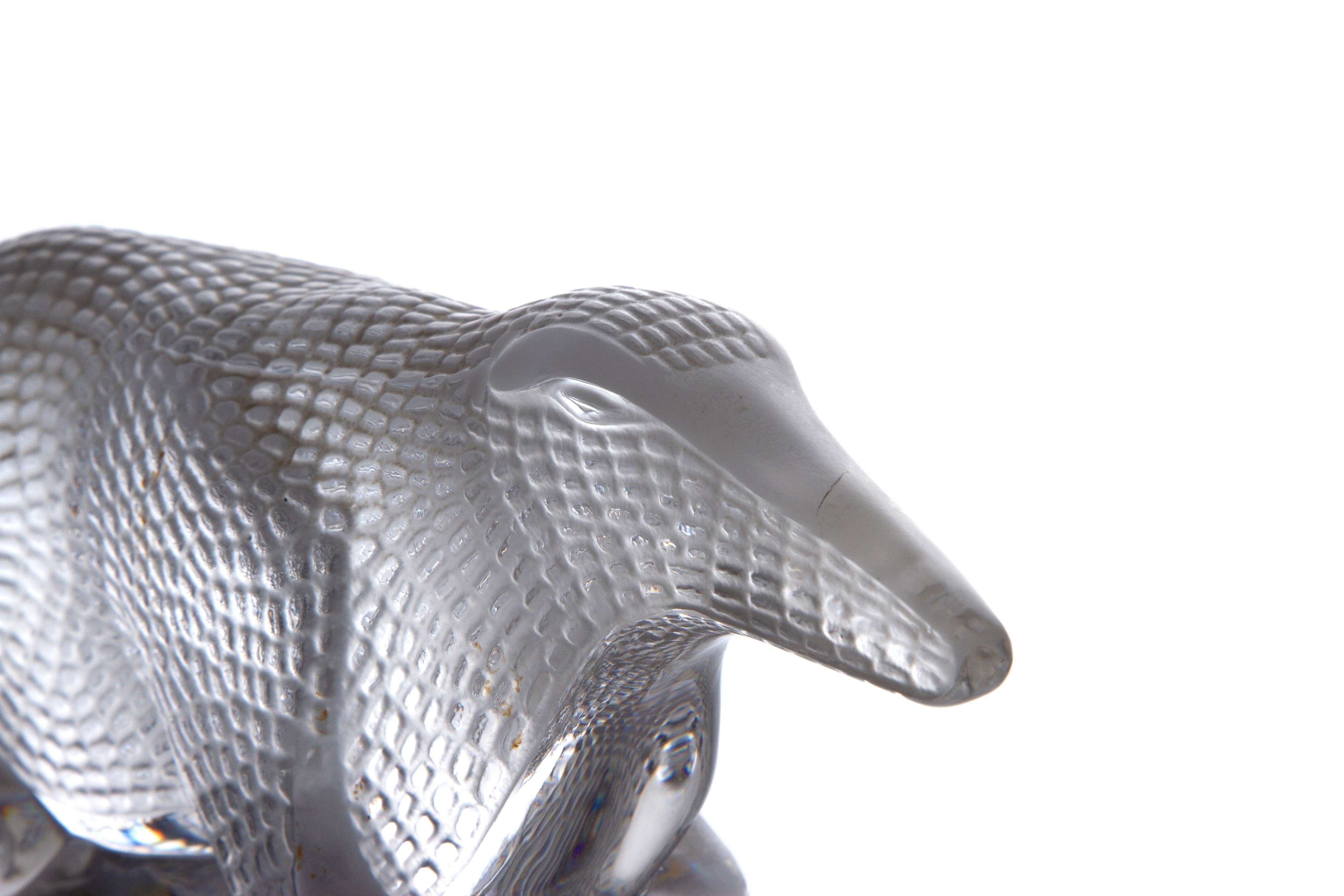 LALIQUE, Coppia di fermalibri a forma di pangolini in cristallo