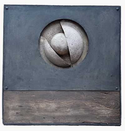 Composizione N.135 (1967), tecnica mista su faesite