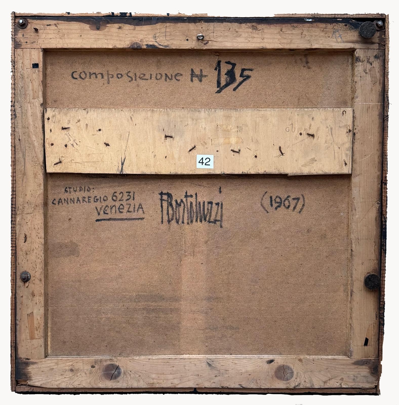 Ferruccio Bortoluzzi - Composizione N.135 (1967), tecnica mista su faesite