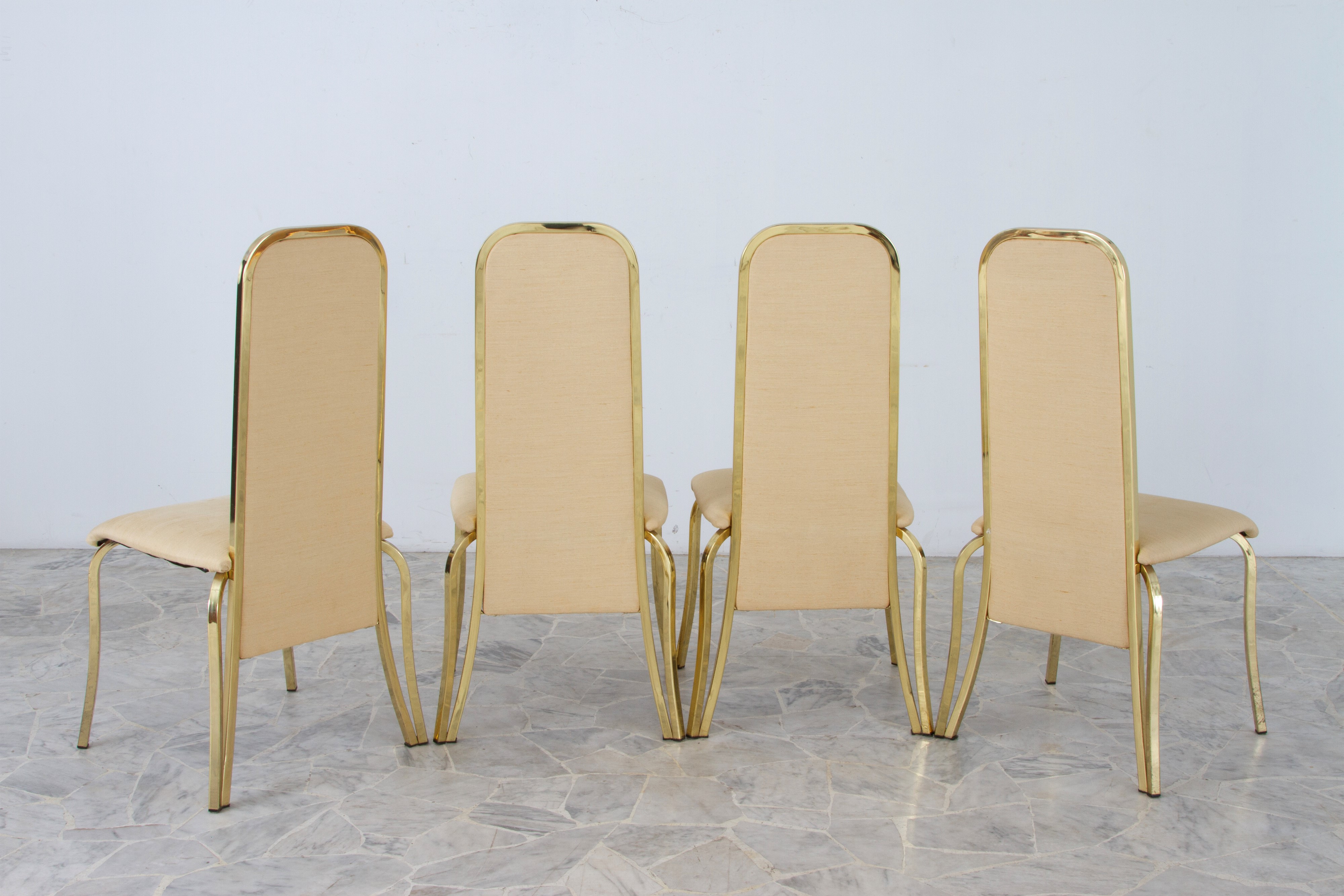 Romeo Rega - Quattro sedie in ottone e cotone