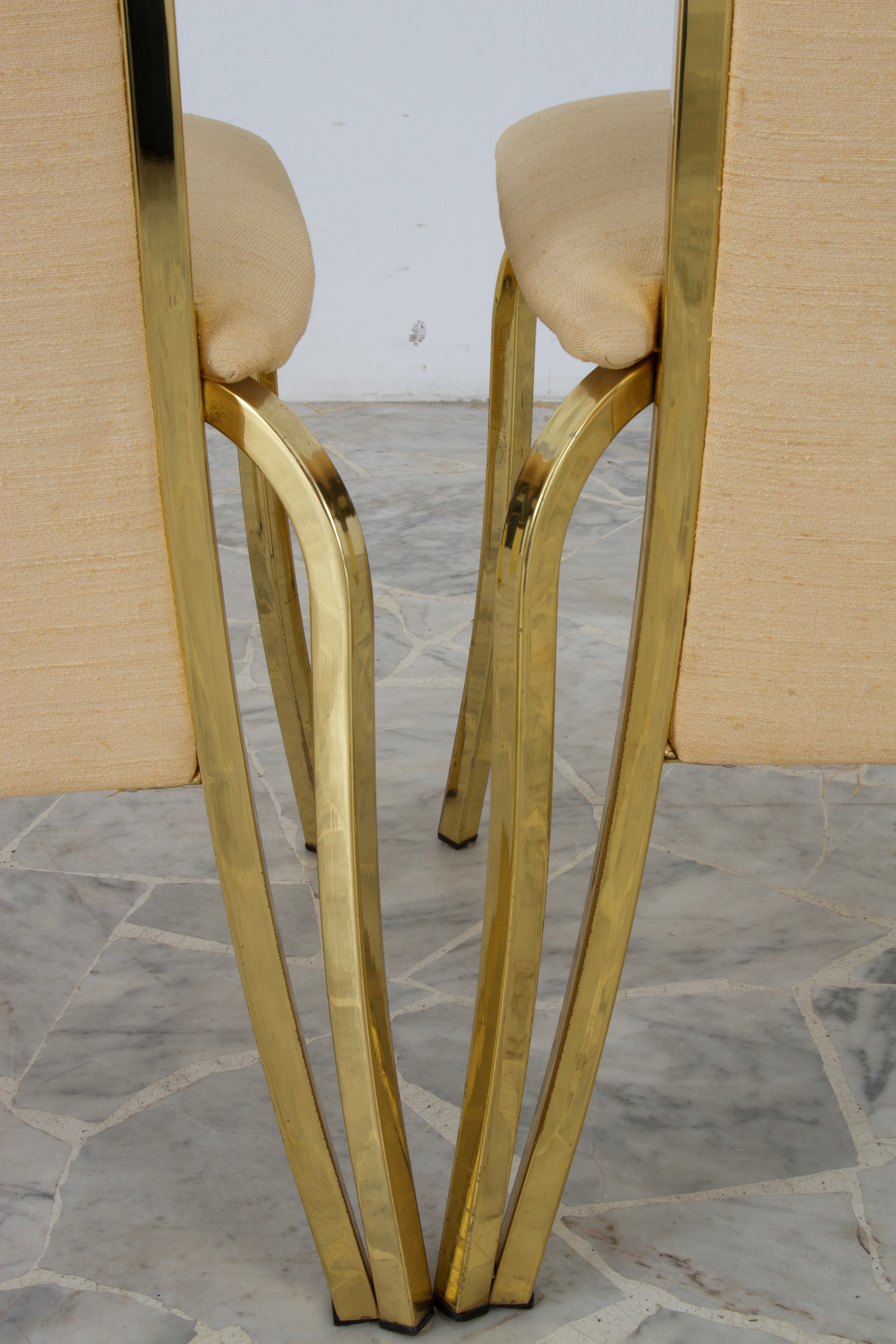 Romeo Rega - Quattro sedie in ottone e cotone