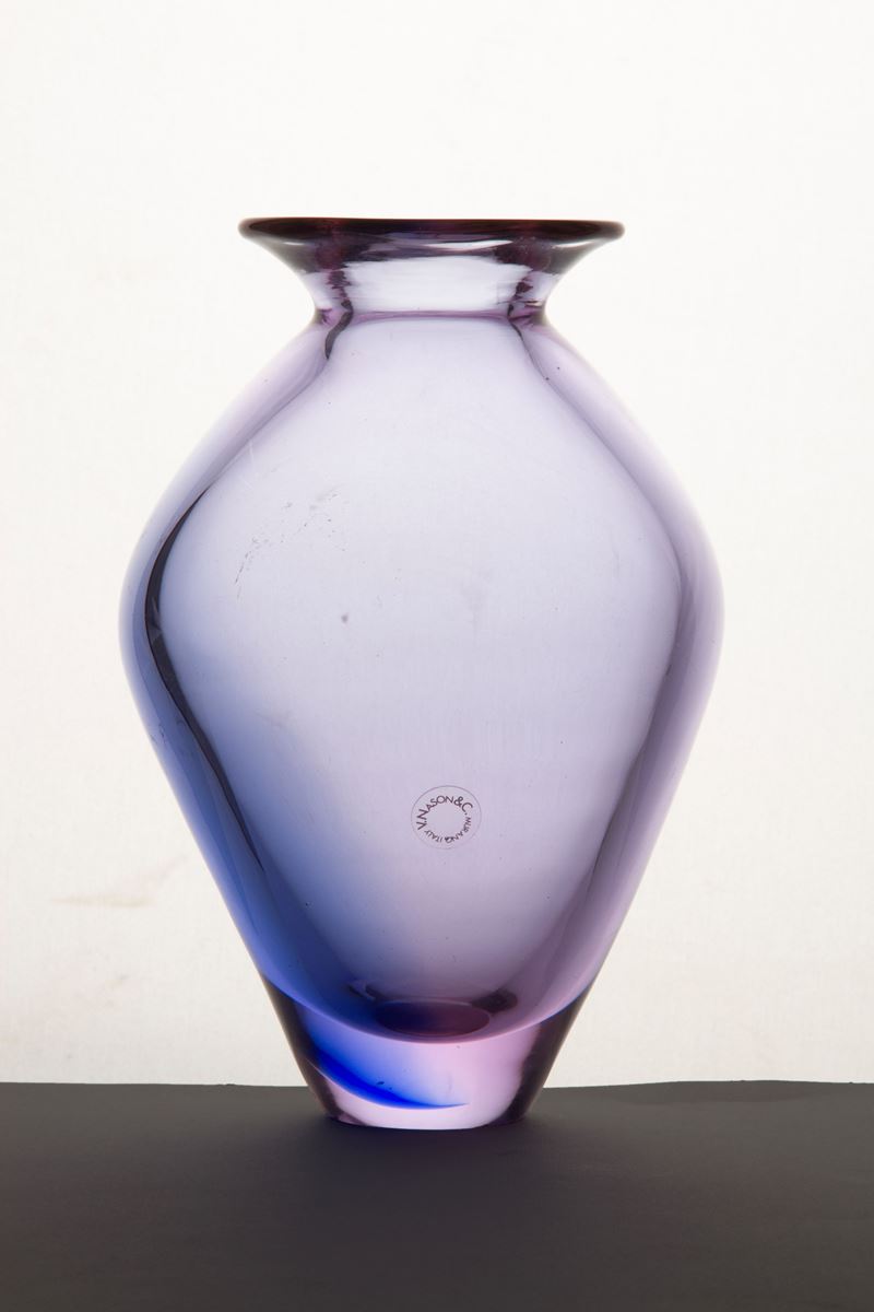 V. NASON & Co., Vaso in vetro di Murano color malva
