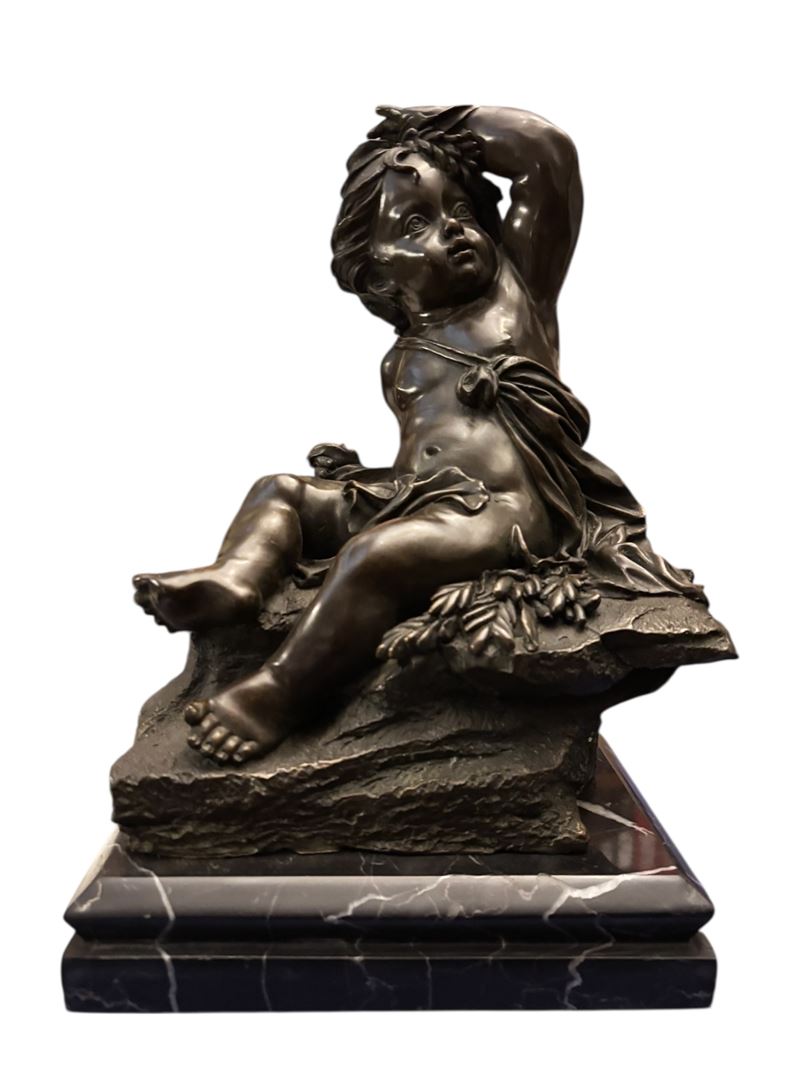 Scultura in bronzo, 'Putto' su base in marmo