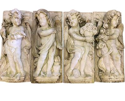 Quattro placche in agglomerato di pietra, 'Quattro Stagioni'