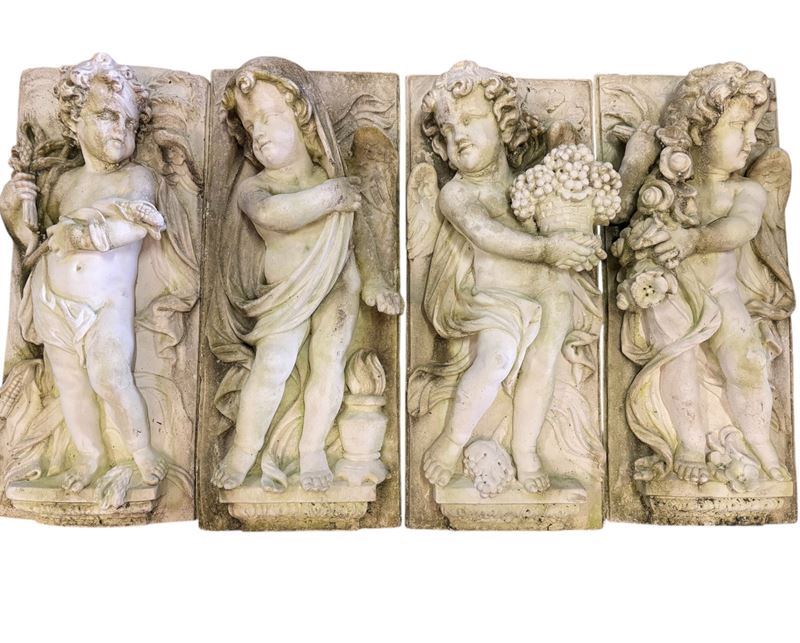 Quattro placche in agglomerato di pietra, 'Quattro Stagioni'