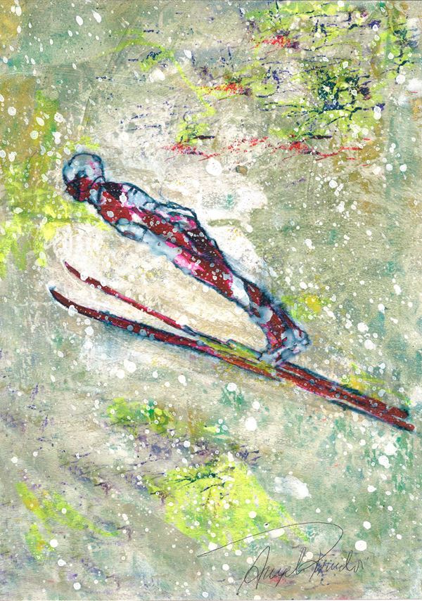 ANGELO RINALDI : Tecnica mista n.9  -  Evento Milano - Cortina - Viscontea Casa d'Aste