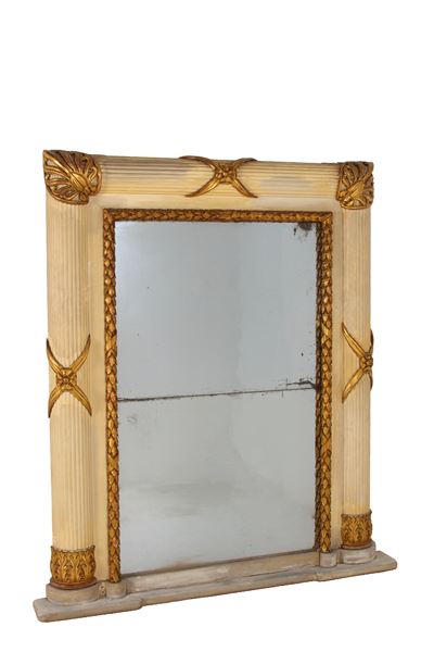 Caminiera in legno intagliato e laccato, doratura; inizi XIX secolo