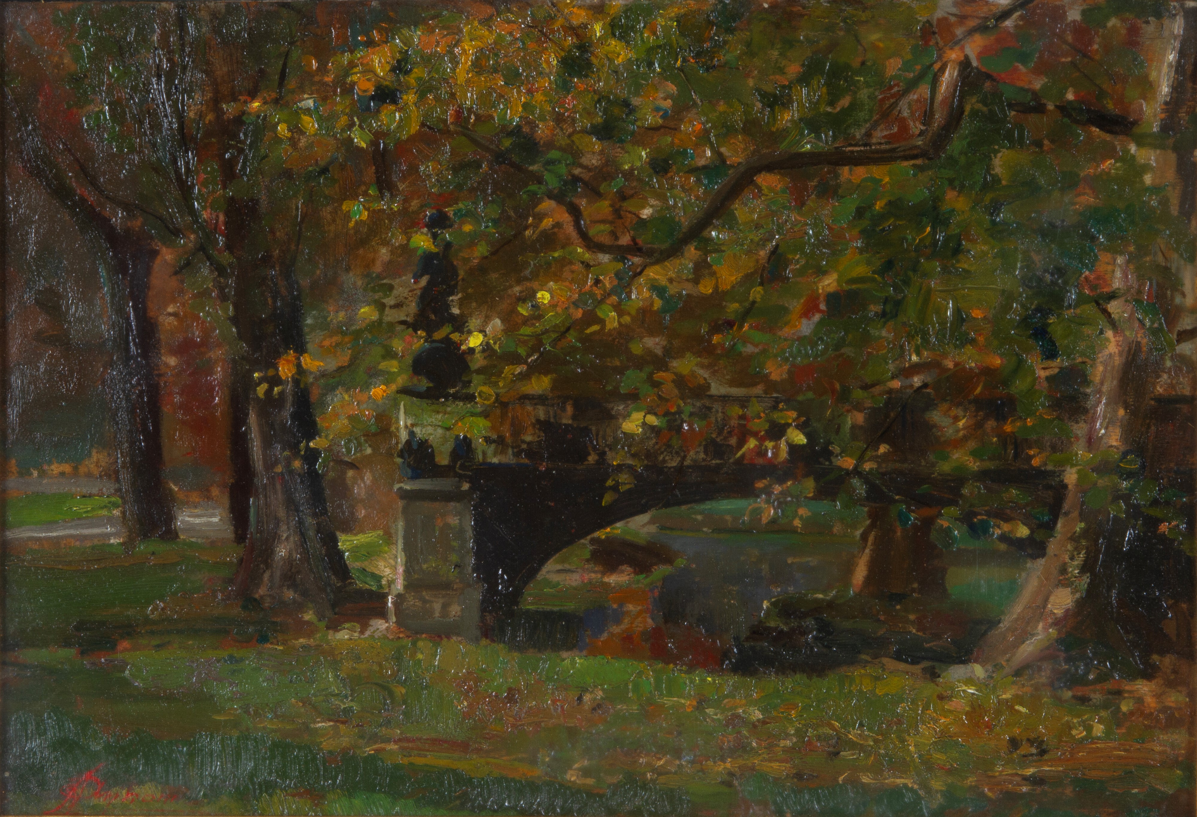 Arnoldo Annoni, Il ponte delle Sirenette, olio su tavoletta
