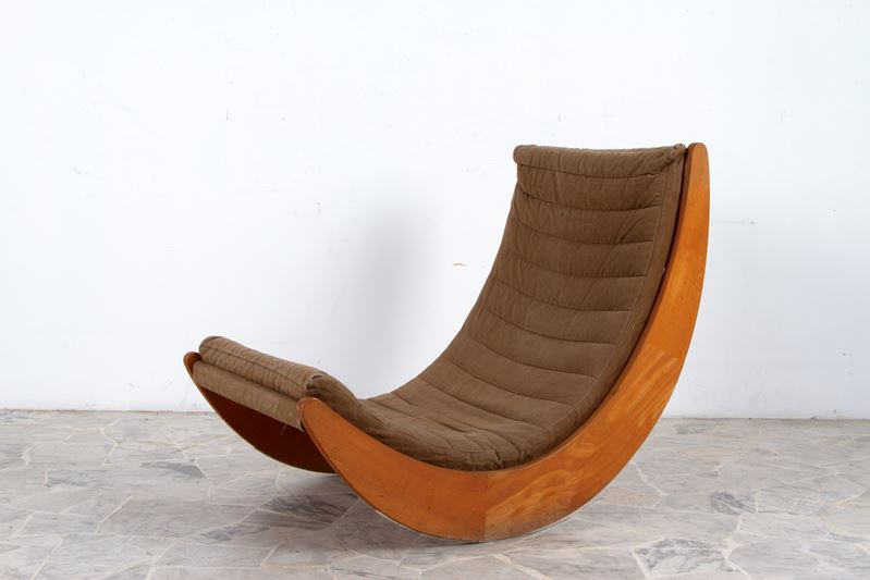 Verner Panton - Dondolo Modello Relaxer 2 in legno con imbottitura Missoni
